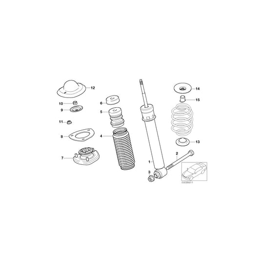 Genuine BMW 33506751544 E53 Shock Absorber, Rear (Inc. X5) | ML Performance US Car Parts