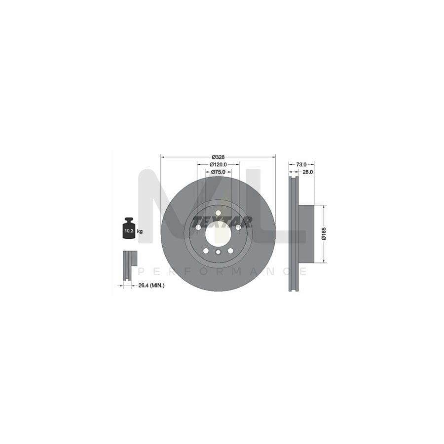 TEXTAR PRO+ 92257105 Brake Disc Internally Vented, Coated, High-carbon, without wheel hub, without wheel studs | ML Performance Car Parts
