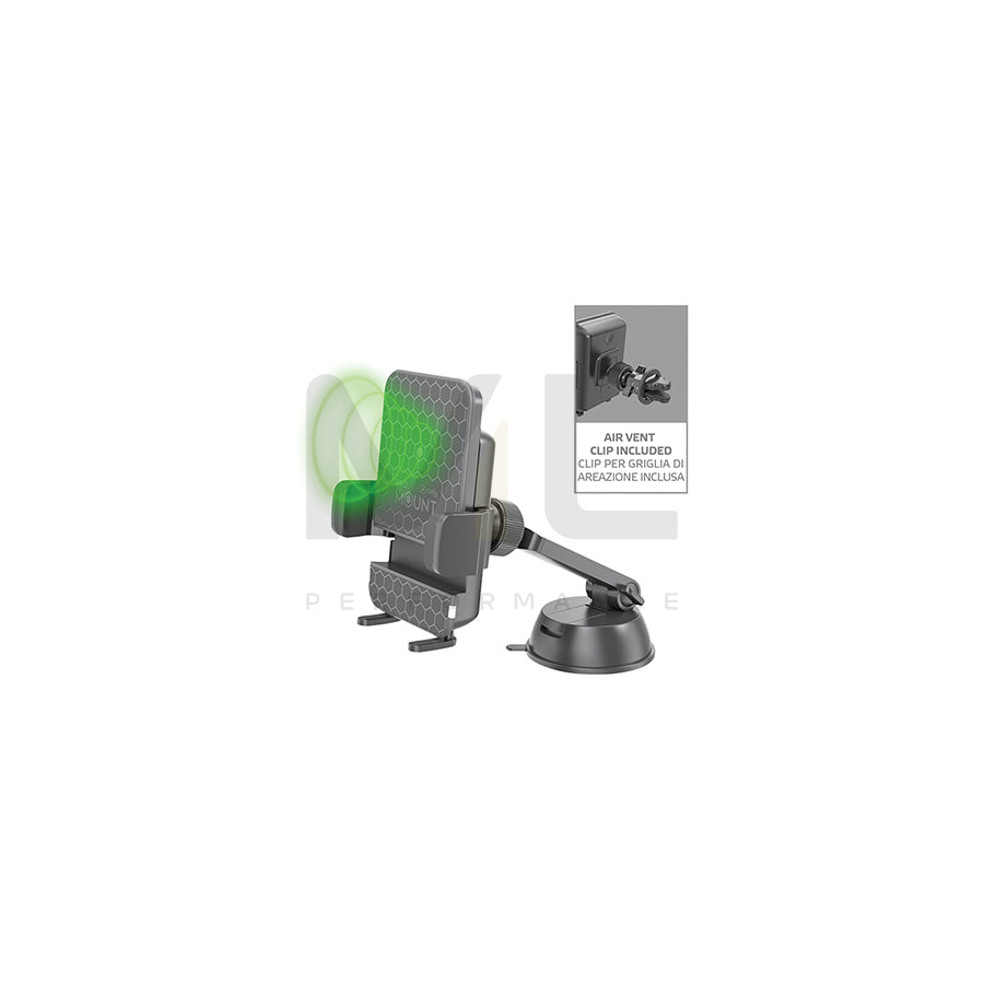 Celly Telephone , Qi MOUNTCHARGEBK Car phone holder with ball joint, with wireless charger, windscreen, Magnetic, without pipe, universal