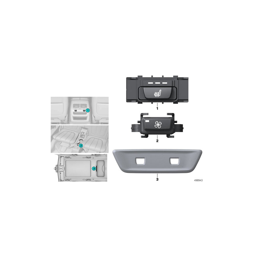 Genuine BMW 61316828058 G06 G05 G07 Seat Heating Switch, Rear Right (Inc. X5 50iX, X6 30dX & X7 M50dX) | ML Performance US Car Parts
