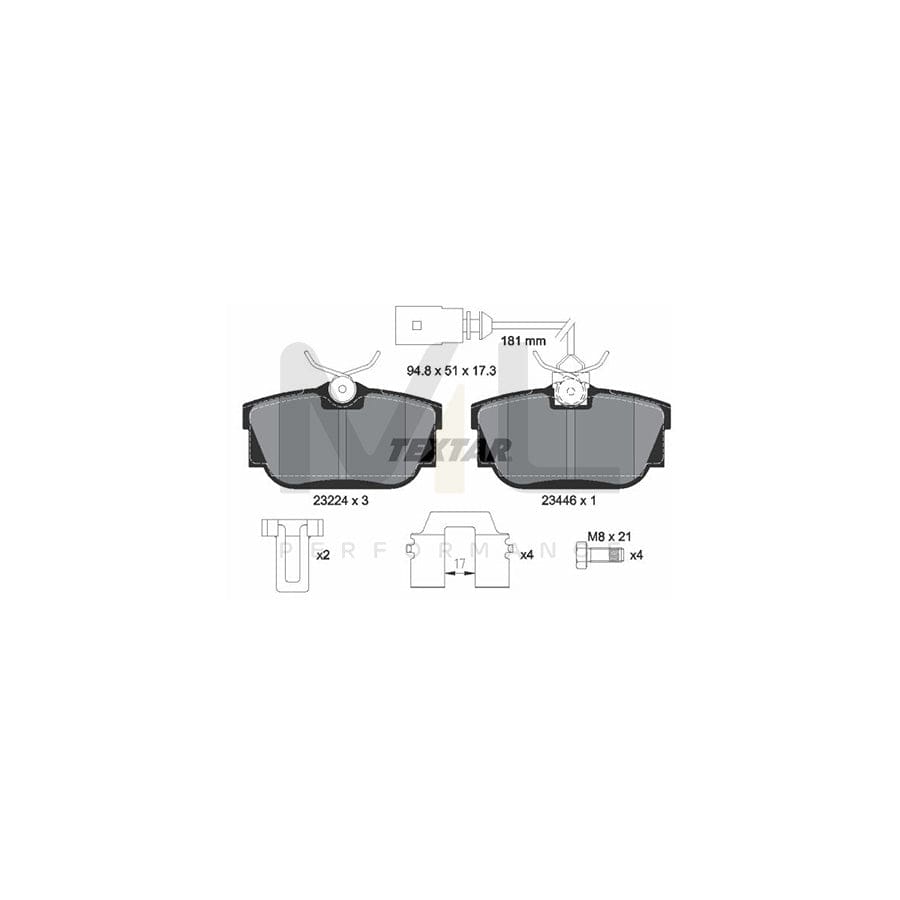 TEXTAR 2322416 Brake pad set with integrated wear warning contact, with brake caliper screws, with accessories | ML Performance Car Parts