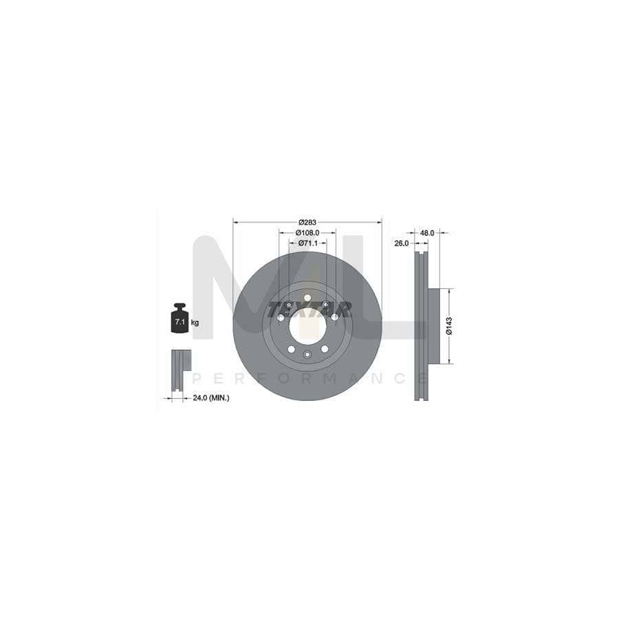 TEXTAR PRO 92111803 Brake Disc for PEUGEOT 607 Saloon Internally Vented, Coated, without wheel hub, without wheel studs | ML Performance Car Parts