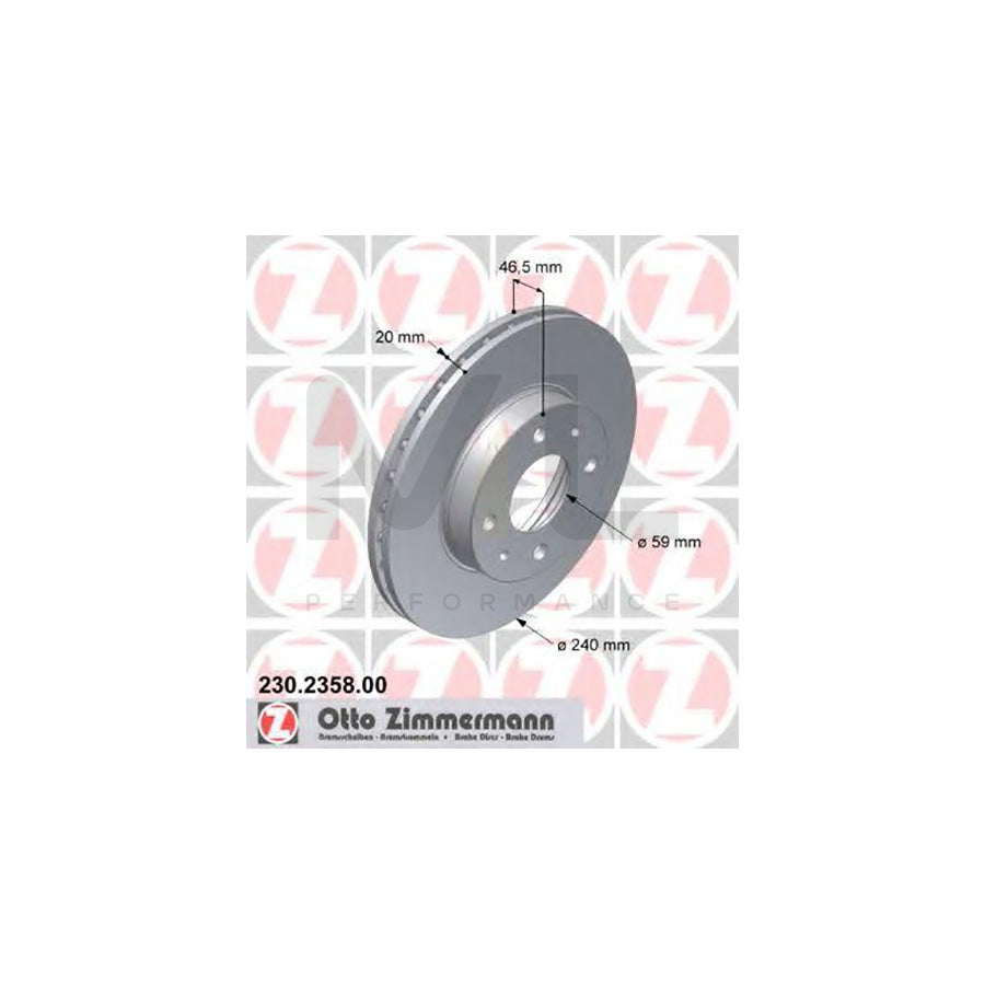 ZIMMERMANN 230.2358.00 Brake Disc Internally Vented  - 1 piece
