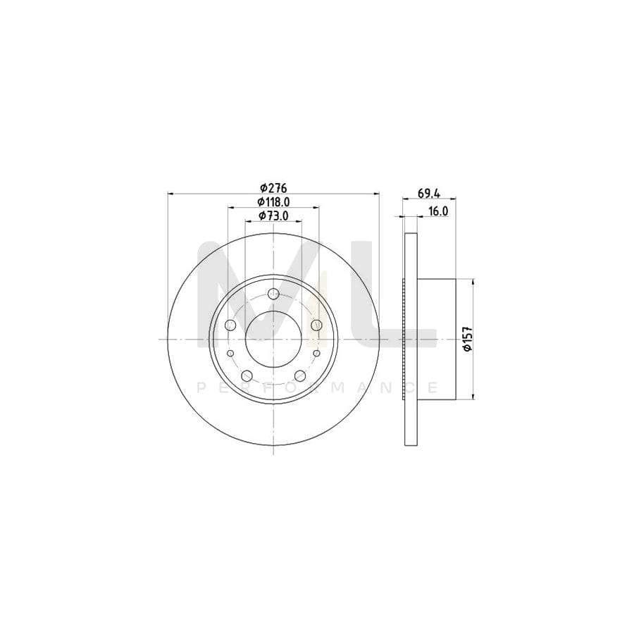 HELLA 8DD 355 107-421 Brake Disc for IVECO Daily Solid, with ABS sensor ring, without wheel hub, without wheel studs
