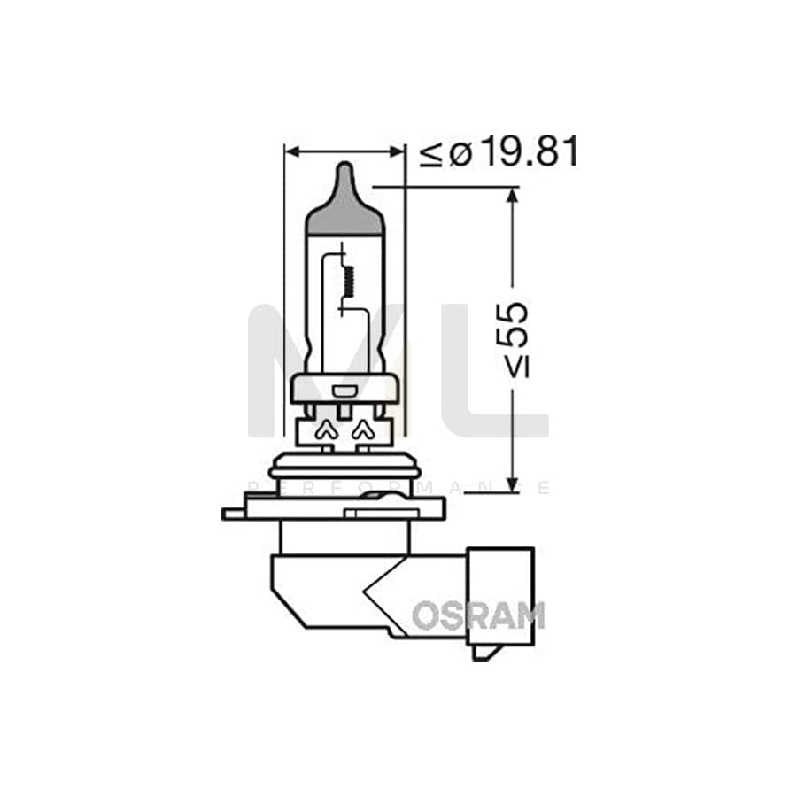 OSRAM 9006NL-HCB Bulb, spotlight HB4 12V 51W P22d 4200K Halogen