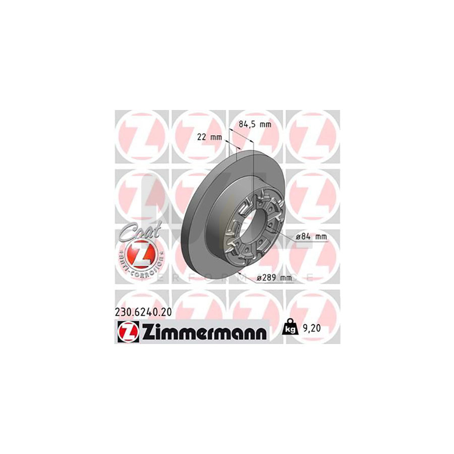 ZIMMERMANN COAT Z 230.6240.20 Brake Disc for IVECO Daily Solid, Coated  - 1 piece