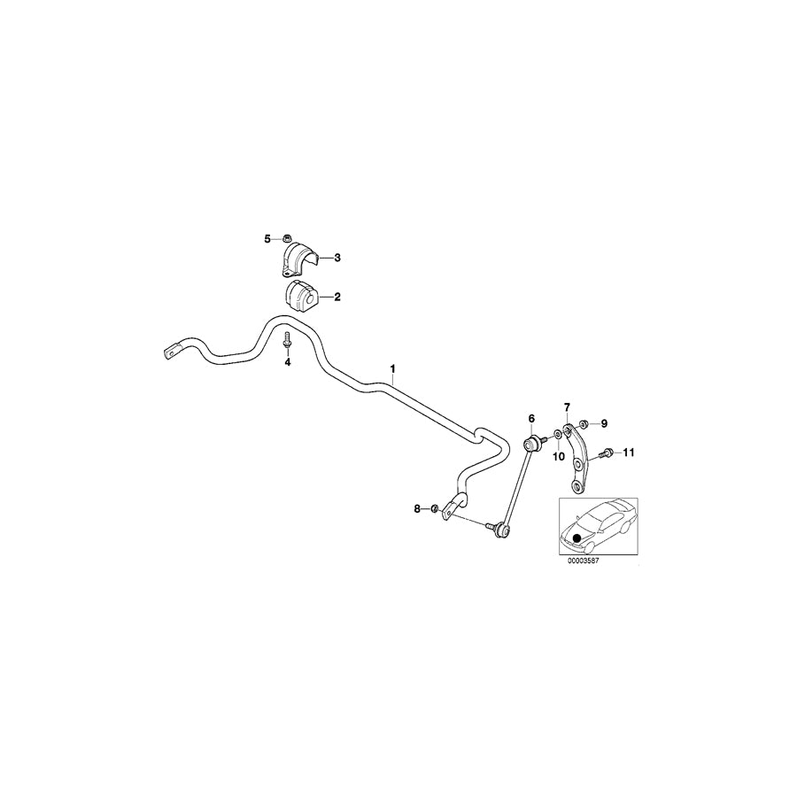 Genuine BMW 31351093107 E39 Stabilizer, Front D=22,5MM (Inc. 530i, 520d & 523i) | ML Performance US