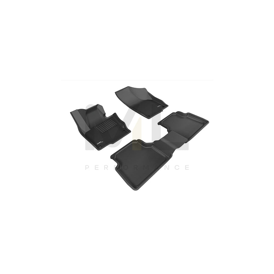 3D L1VW02101509 Floor mat set for VW Tiguan I (5N) Elastomer, Front, Rear, Quantity: 3, Black
