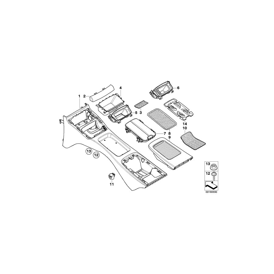 Genuine BMW 51166963898 E92 E93 Console Rear GRAU (Inc. 325d, M3 & 320d) | ML Performance US Car Parts