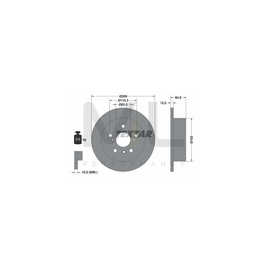 TEXTAR 92139800 Brake Disc Solid, without wheel hub, without wheel studs | ML Performance Car Parts