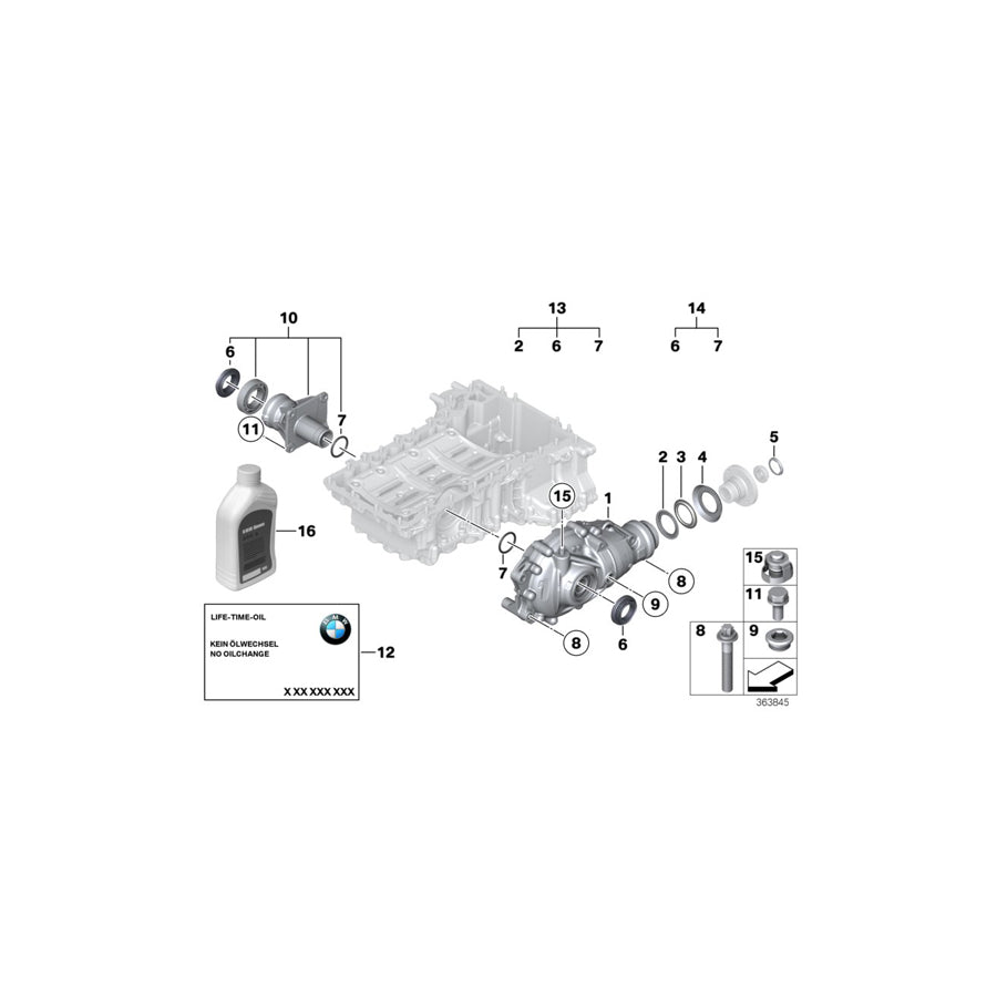 Genuine BMW 31507533973 E92 E91 E90 At-Front Differential I=41:13=3,15 (Inc. 320xd, 330xi & X1 20iX) | ML Performance US