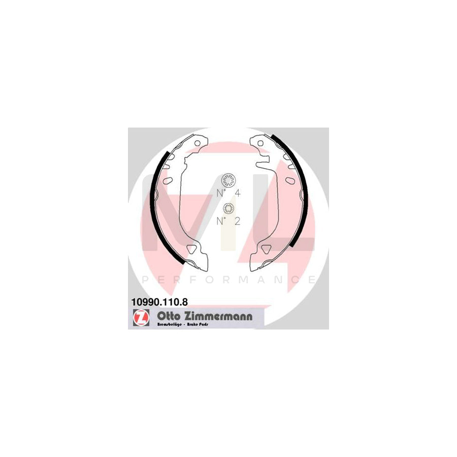 ZIMMERMANN 10990.110.8 Brake Shoe Set with accessories