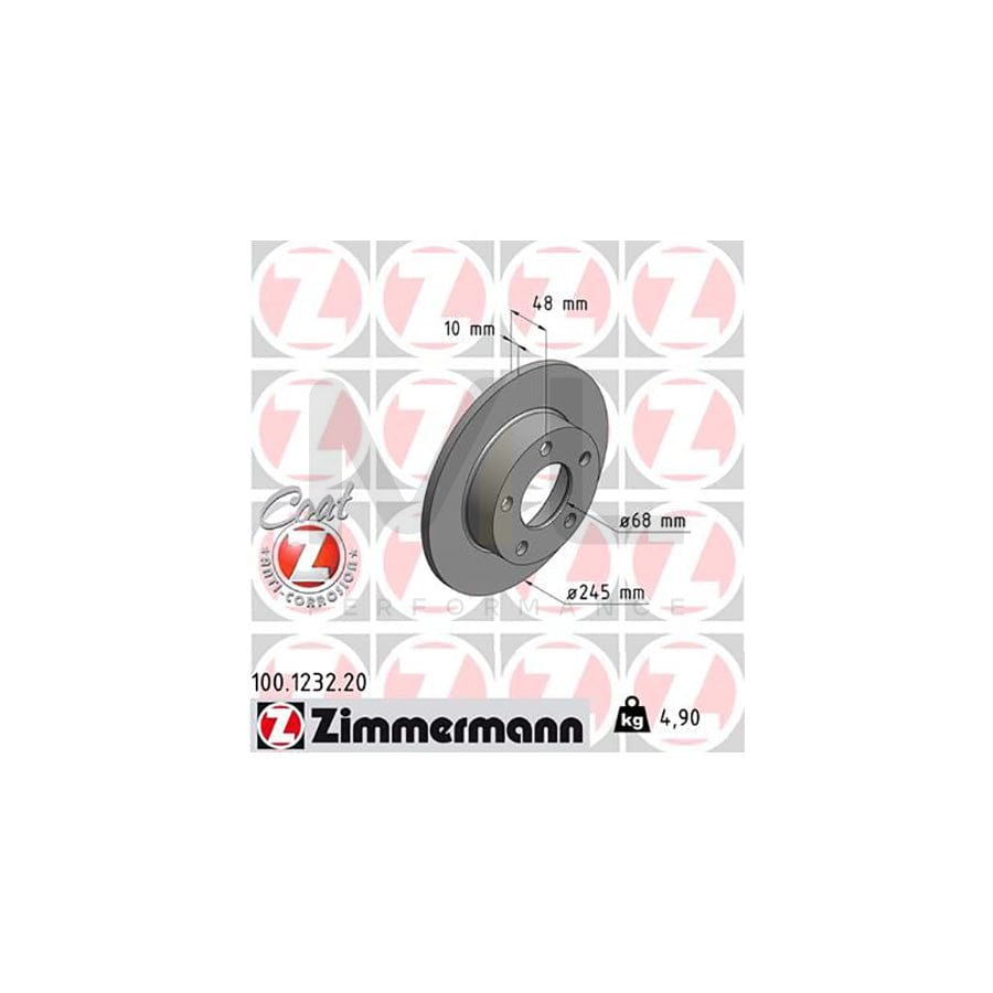 ZIMMERMANN COAT Z 100.1232.20 Brake Disc Solid, Coated  - 1 piece