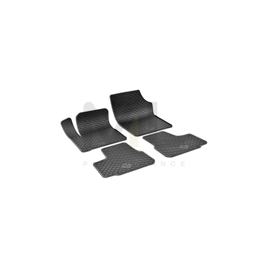 WALSER RubberLine 50861 Floor mat set Elastomer, Front and Rear, Quantity: 4, Black