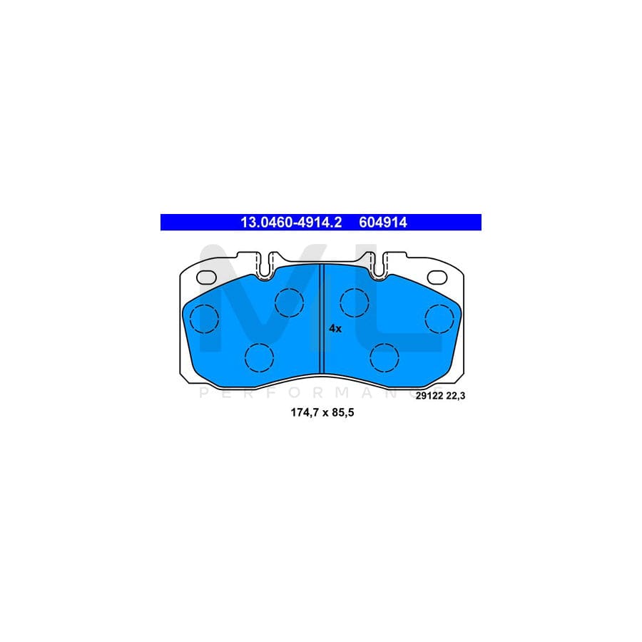 ATE 13.0460-4914.2 Brake pad set excl. wear warning contact, prepared for wear indicator