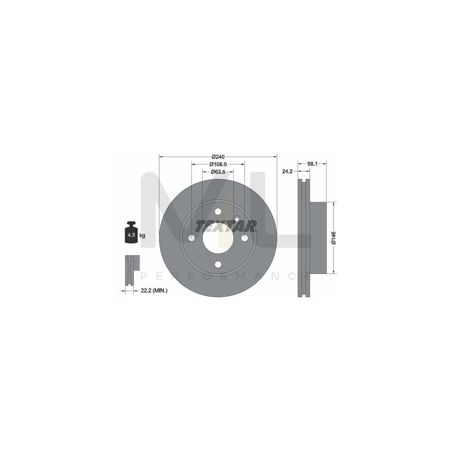 TEXTAR 92022900 Brake Disc Internally Vented, without wheel hub, without wheel studs | ML Performance Car Parts