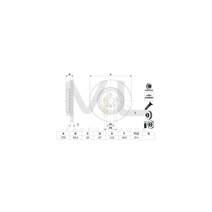 BOSCH 0 986 479 G99 Brake Disc Two-piece brake disc, Vented, Coated, High-carbon, with bolts/screws | ML Performance Car Parts
