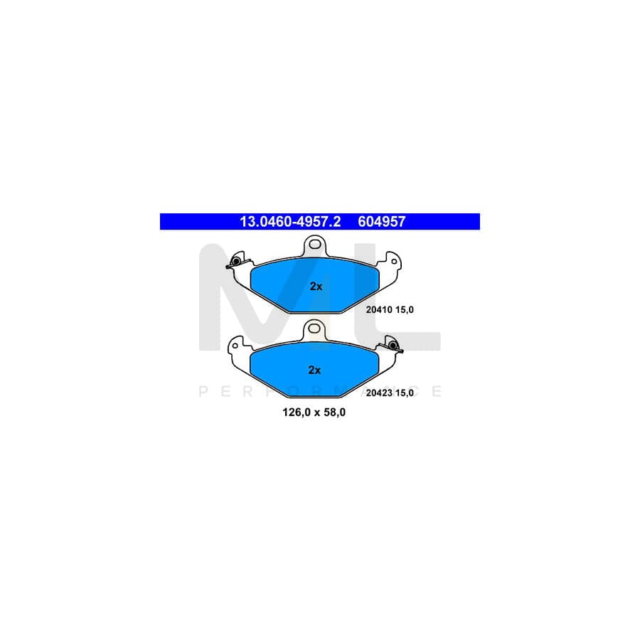 ATE 13.0460-4957.2 Brake pad set excl. wear warning contact, not prepared for wear indicator