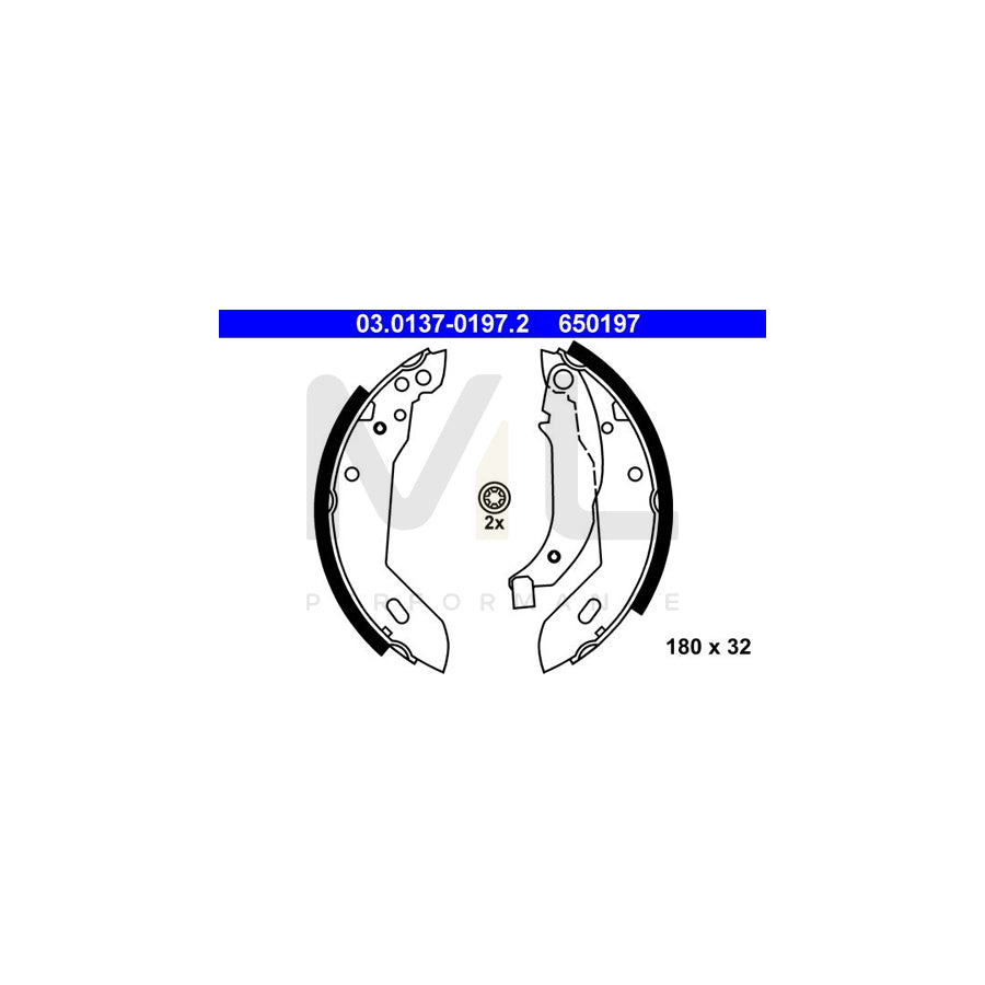 ATE 03.0137-0197.2 Brake Shoe Set with lever