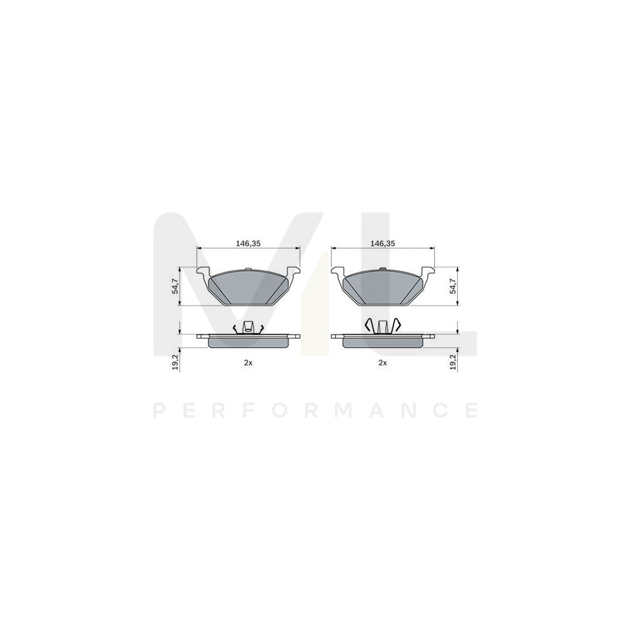 Bosch 0986424933 Brake Pad Set For Vw Polo Vi (Aw1, Bz1) With Anti-Squeak Plate, With Mounting Manual, With Piston Clip BP2551 | ML Performance Car Parts