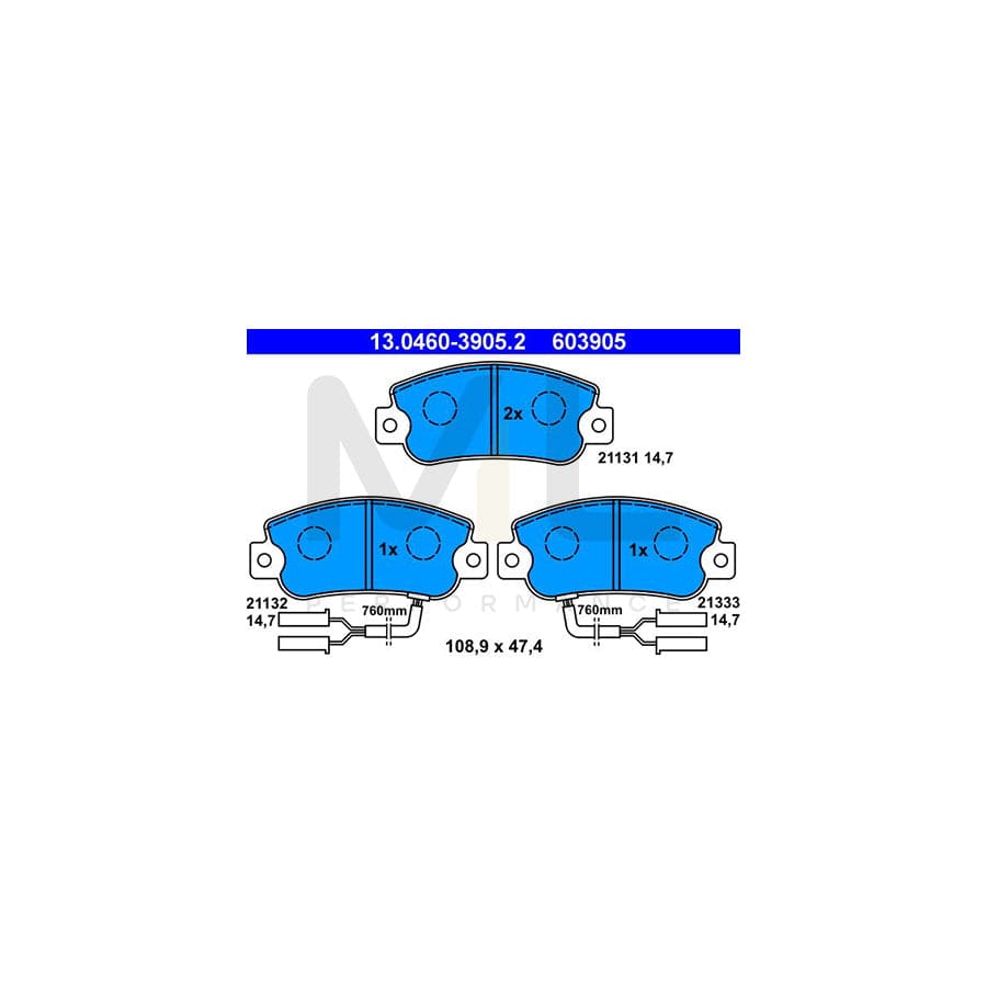 ATE 13.0460-3905.2 Brake pad set incl. wear warning contact