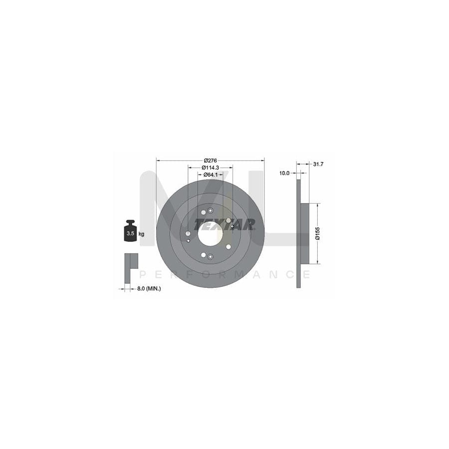 TEXTAR PRO 92252603 Brake Disc for HONDA CIVIC Solid, Coated, without wheel hub, without wheel studs | ML Performance Car Parts