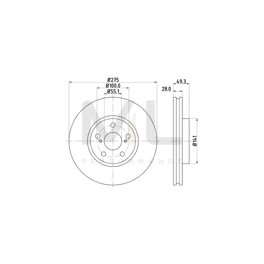 HELLA PRO 8DD 355 112-331 Brake Disc Internally Vented, Coated, without wheel hub, without wheel studs