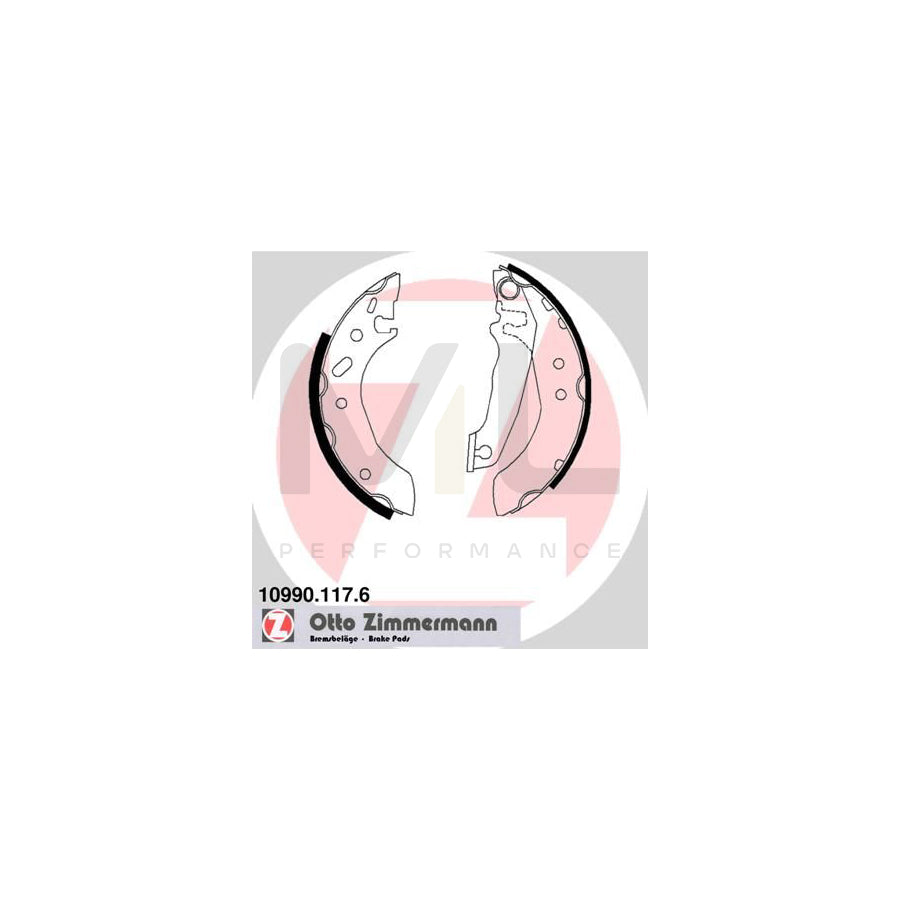 ZIMMERMANN 10990.117.6 Brake Shoe Set with lever, without accessories