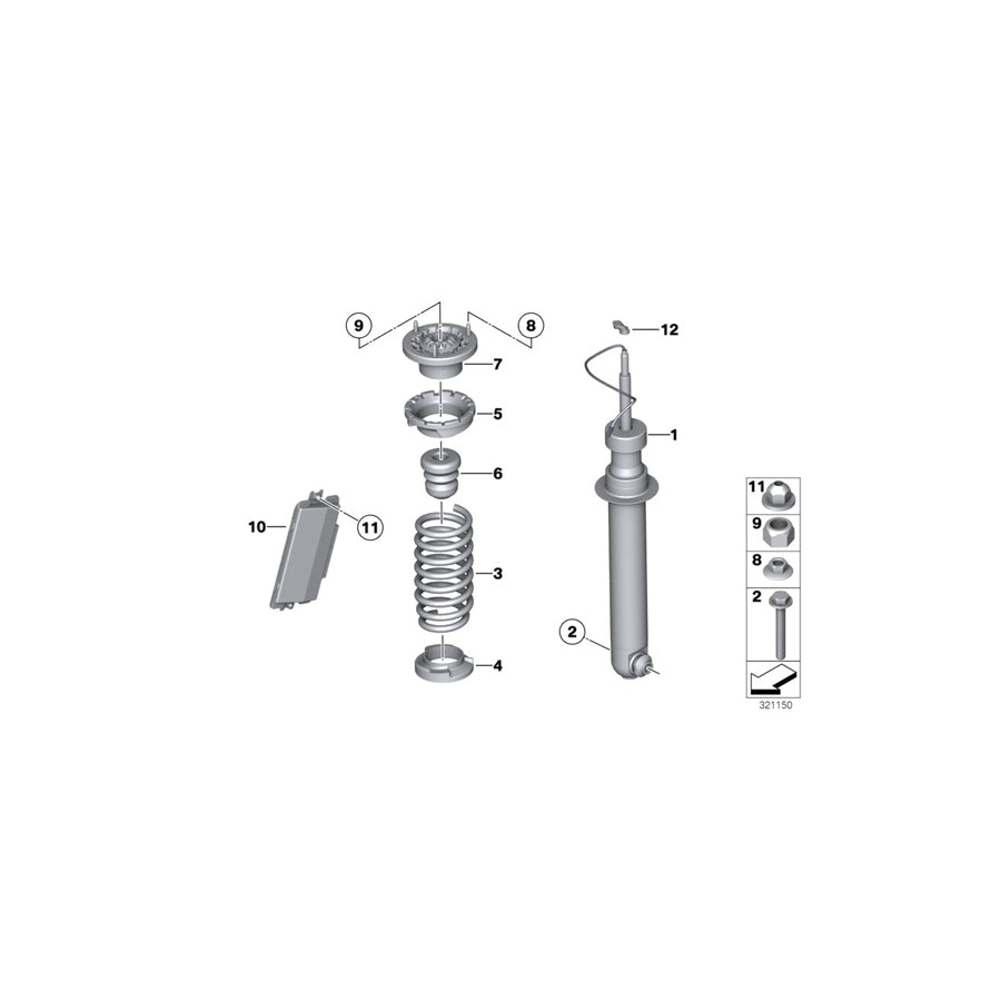 Genuine BMW 33522284847 F06 Spring Strut, Rear (Inc. M6) | ML Performance US Car Parts