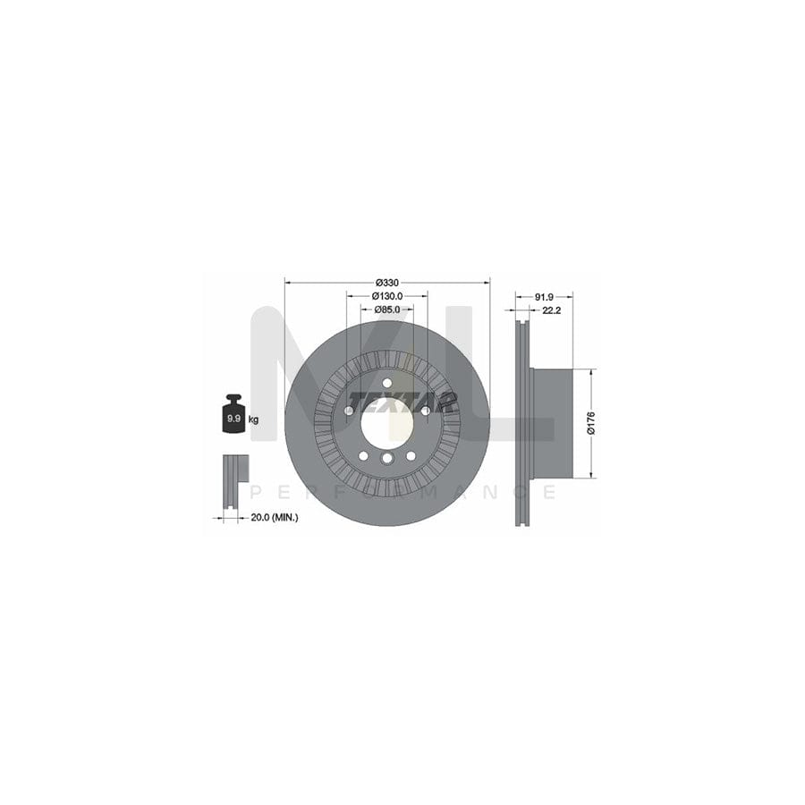 TEXTAR PRO 92261903 Brake Disc suitable for MERCEDES-BENZ G-Class Off-Road (W463) Externally Vented, Coated, without wheel hub, without wheel studs | ML Performance Car Parts