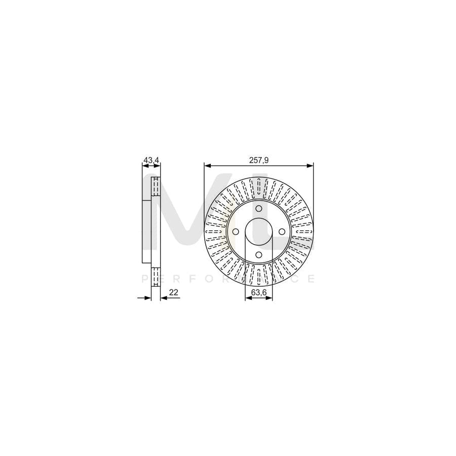 BOSCH 0 986 479 T66 Brake Disc for FORD Focus Mk1 Hatchback (DAW, DBW) Vented, Oiled | ML Performance Car Parts