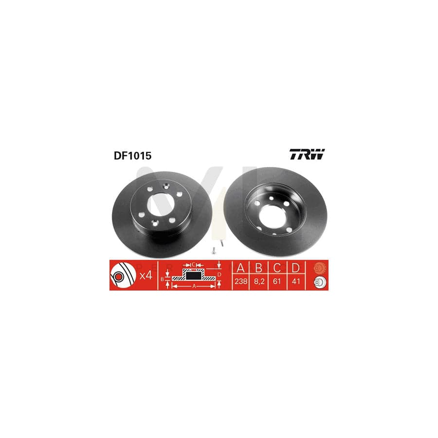 TRW DF1015 Brake Disc Solid, Painted, with bolts/screws | ML Performance Car Parts