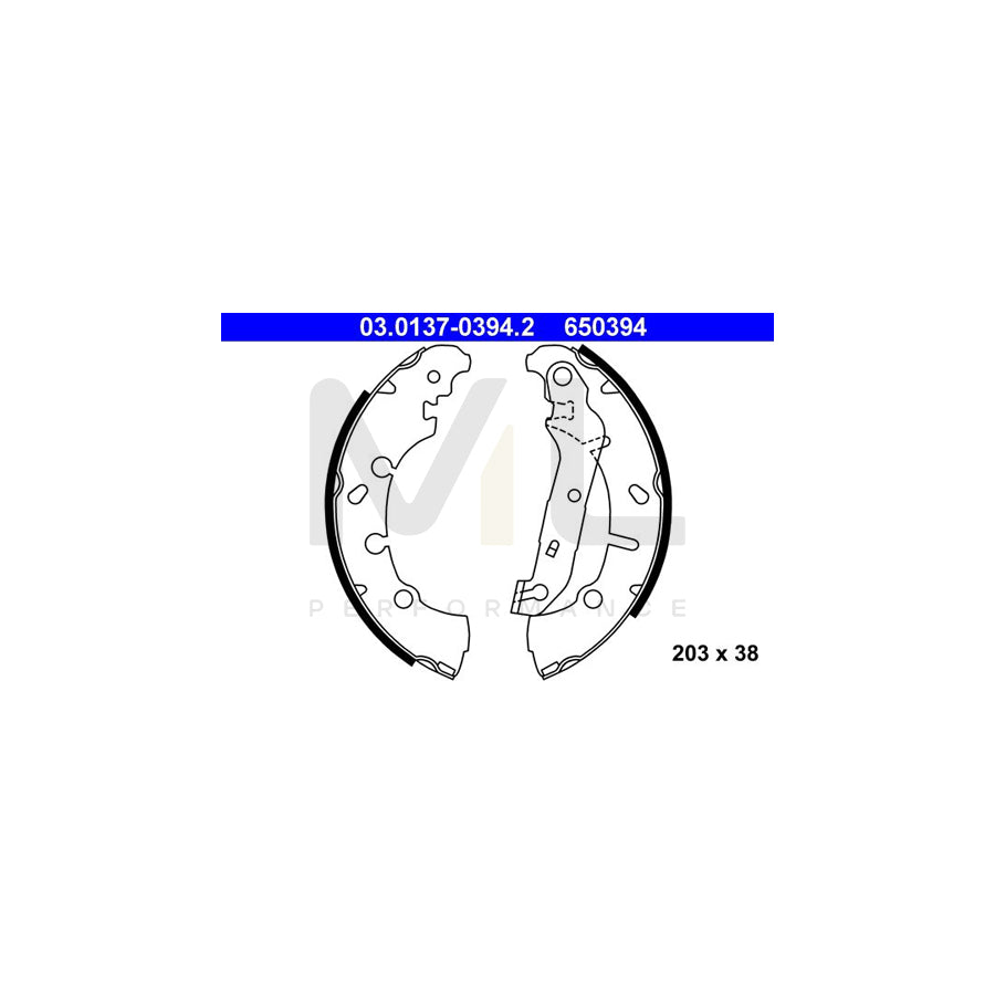 ATE 03.0137-0394.2 Brake Shoe Set with lever