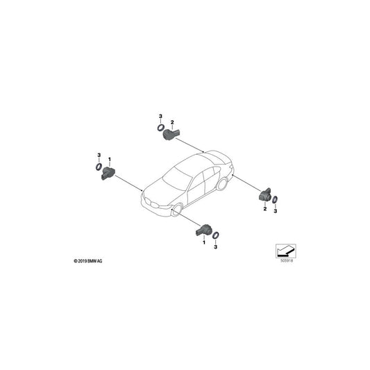 Genuine BMW 66209460321 F44 Ultrasonic Sensor, Snapper Rocks Blue WC1G (Inc. M235iX, 228iX & 218i) | ML Performance US Car Parts