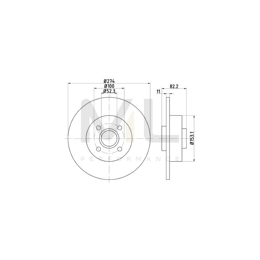 HELLA PRO 8DD 355 112-211 Brake Disc Solid, Coated, with ABS sensor ring, with wheel bearing