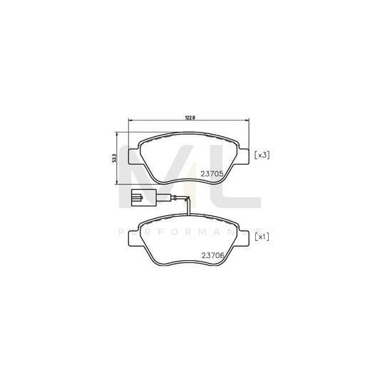 Hella 8DB 355 018-821 Brake Pad Set With Integrated Wear Warning Contact, With Brake Caliper Screws, With Accessories