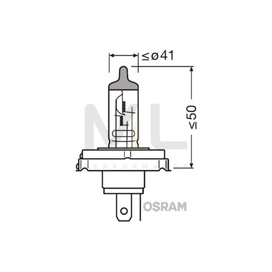 OSRAM ORIGINAL 64183-01B Bulb, spotlight R2 (Bilux) 12V 45/40W P45t 3200K Halogen