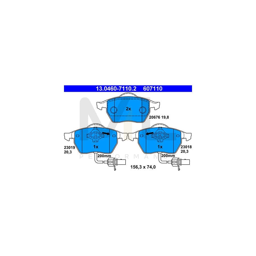 ATE 13.0460-7110.2 Brake pad set incl. wear warning contact