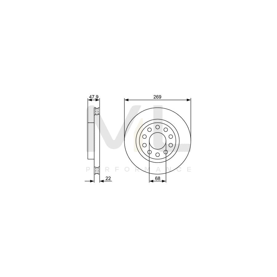 BOSCH 0 986 479 366 Brake Disc Vented, Coated, High-carbon | ML Performance Car Parts