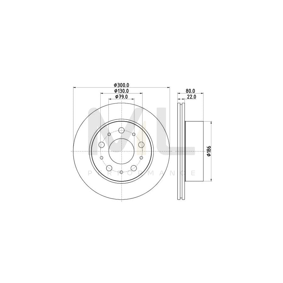 HELLA 8DD 355 125-291 Brake Disc Externally Vented, Coated, without wheel hub, without wheel studs