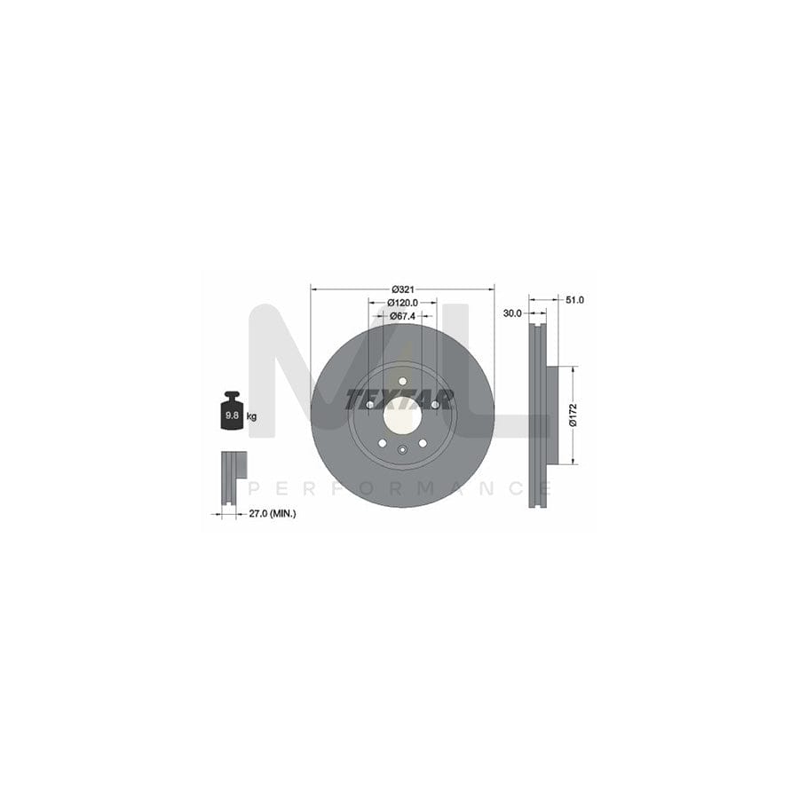 TEXTAR 92187000 Brake Disc Internally Vented, without wheel hub, without wheel studs | ML Performance Car Parts