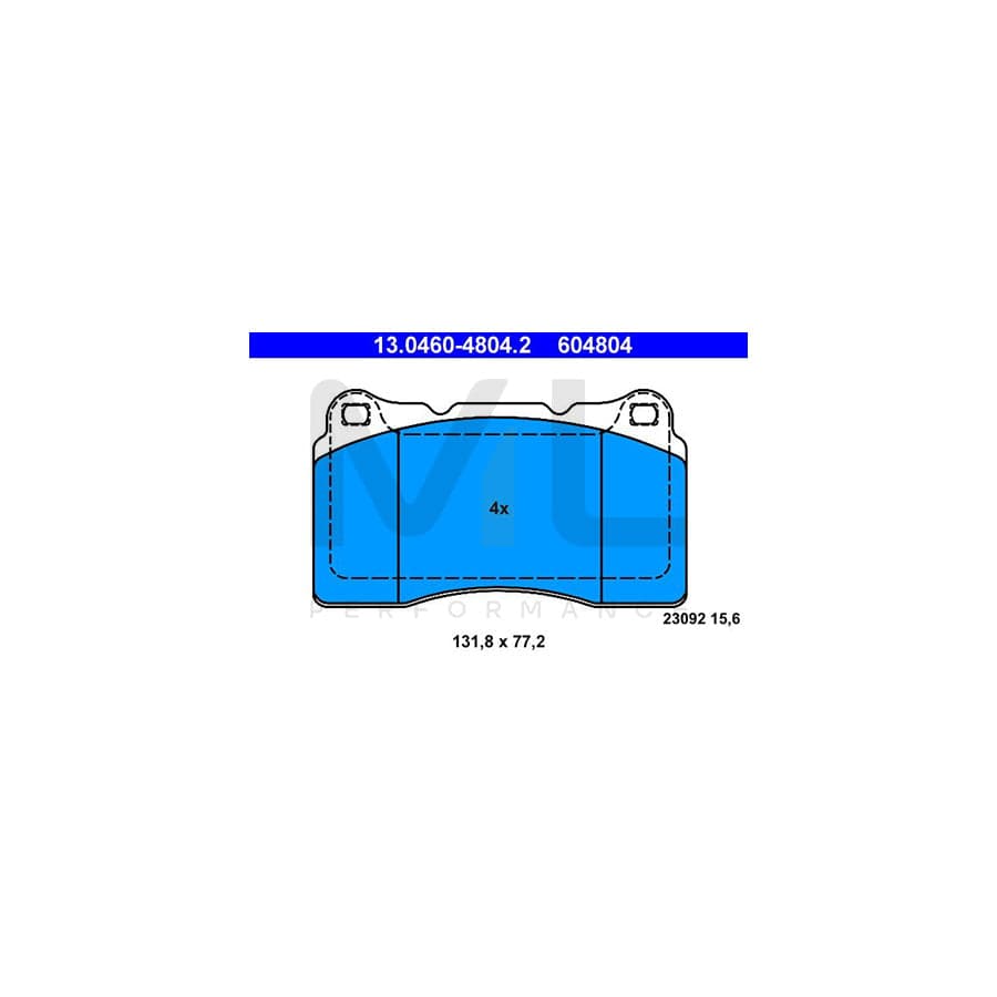 ATE 13.0460-4804.2 Brake pad set excl. wear warning contact, not prepared for wear indicator