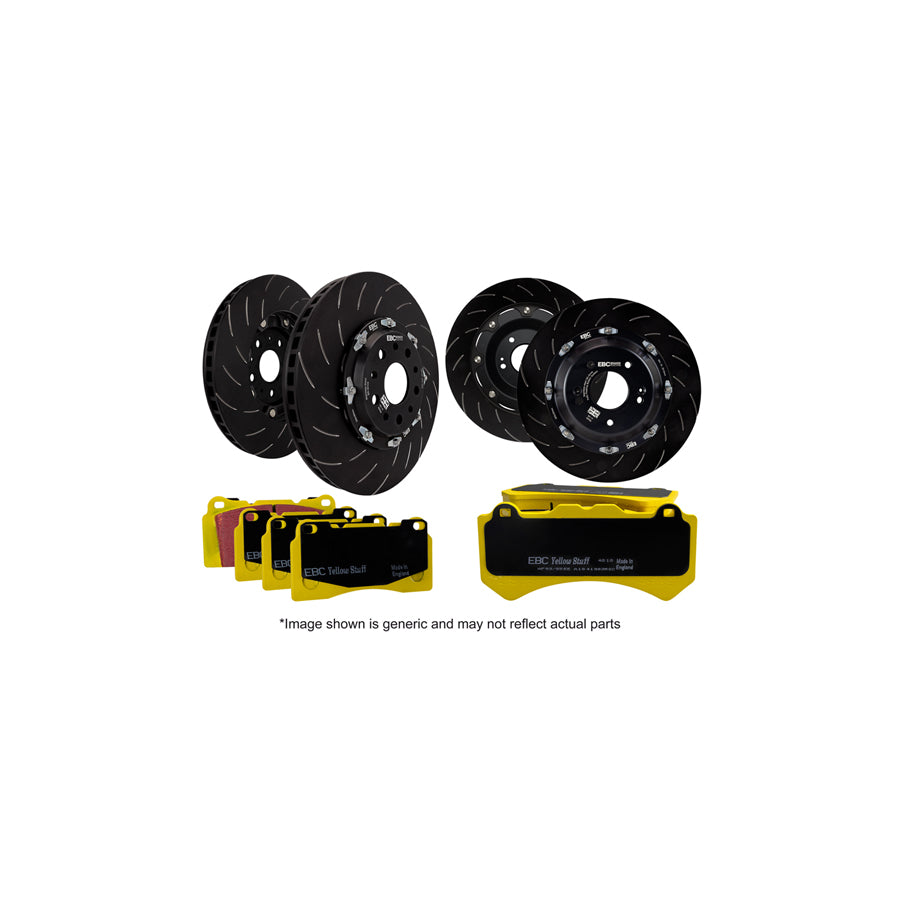 EBC P2DK045Y Porsche Full Vehicle Kit Yellowstuff Pads & 2-Piece Fully-Floating Discs - Brembo Caliper 1 | ML Performance US Car Parts