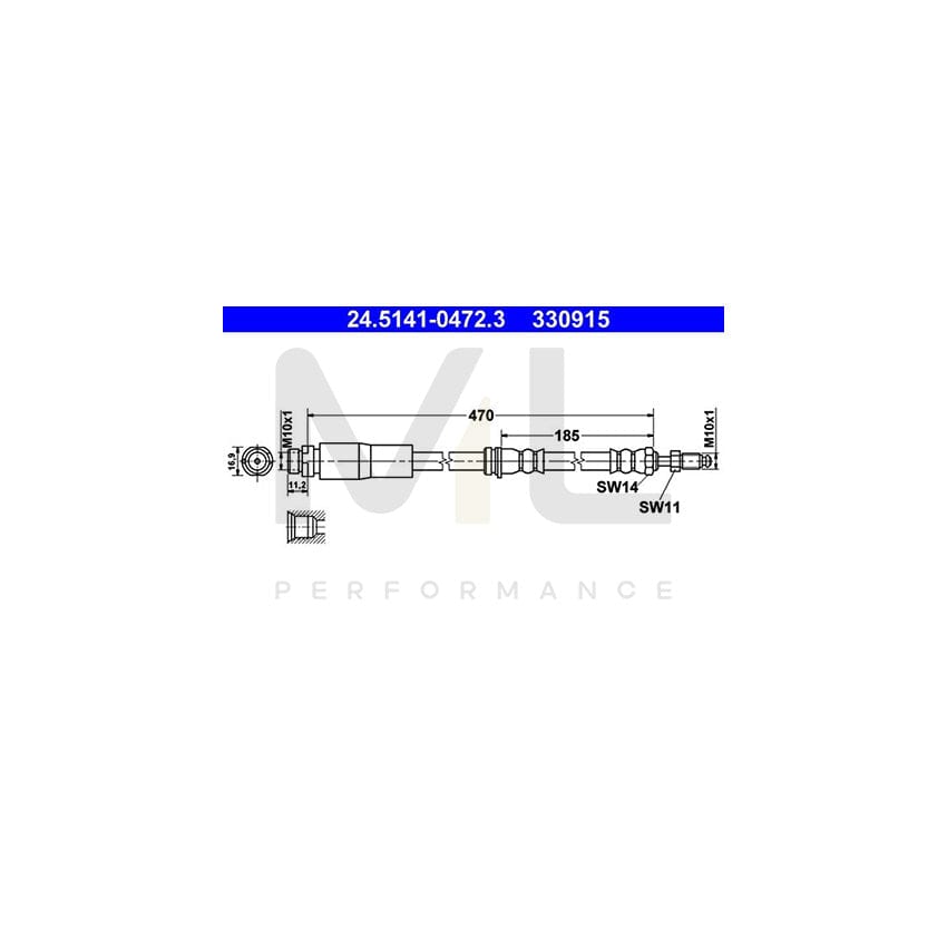 ATE 24.5141-0472.3 Brake Hose 470mm, M10x1