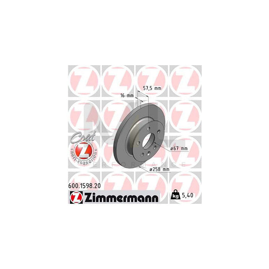 ZIMMERMANN COAT Z 600.1598.20 Brake Disc for Solid, Coated  - 1 piece