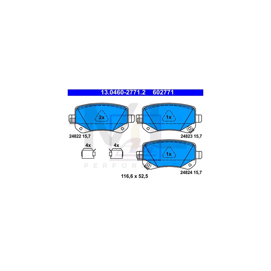 ATE 13.0460-2610.2 Brake pad set excl. wear warning contact, prepared for wear indicator, with brake caliper screws