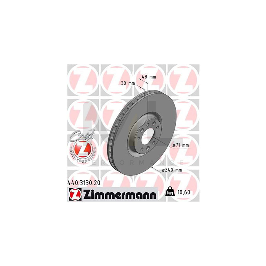 ZIMMERMANN COAT Z 440.3130.20 Brake Disc Internally Vented, Coated  - 1 piece