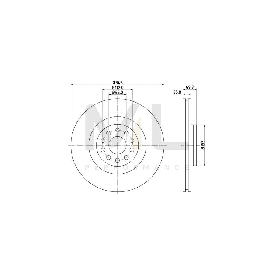 HELLA PRO 8DD 355 109-541 Brake Disc Internally Vented, Coated, without wheel hub, without wheel studs