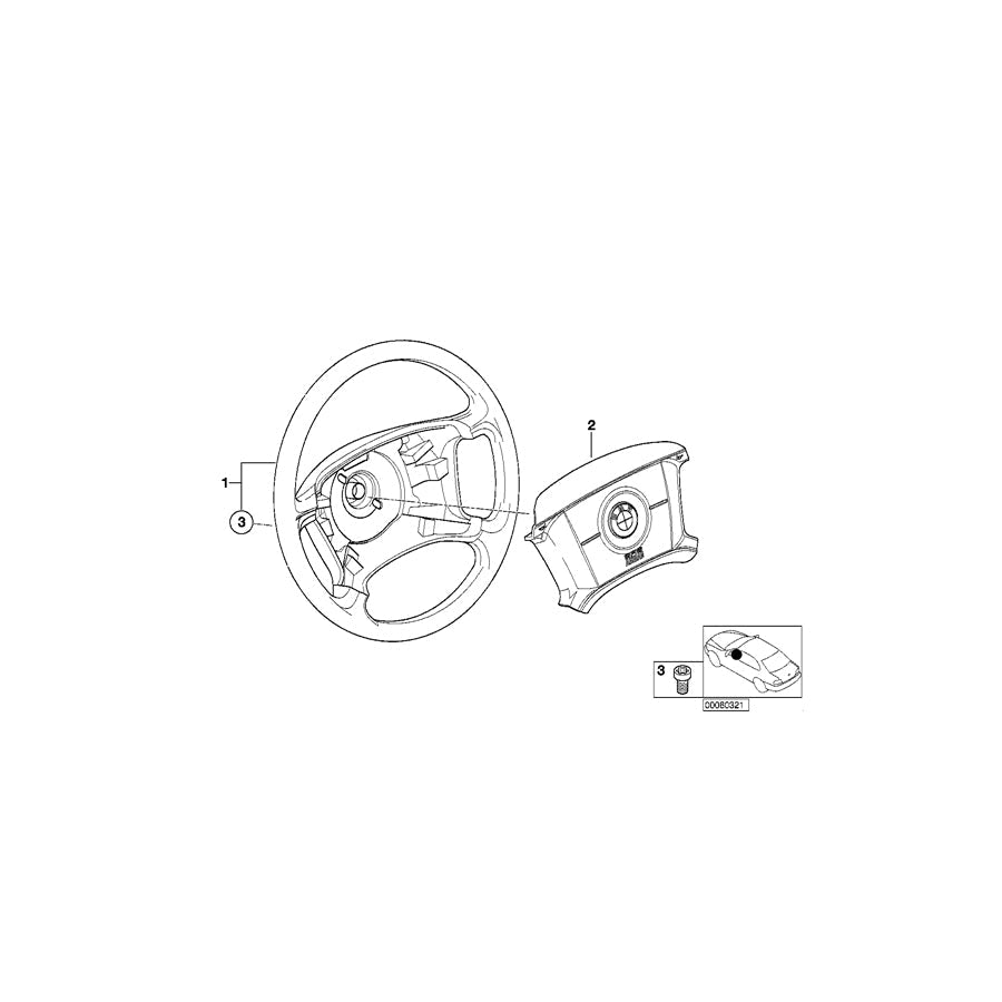 Genuine BMW 32346753946 E46 Steering Wheel,Foam Plastic Airbag (Inc. 318i, 316i 1.6 & 316i 1.9) | ML Performance US