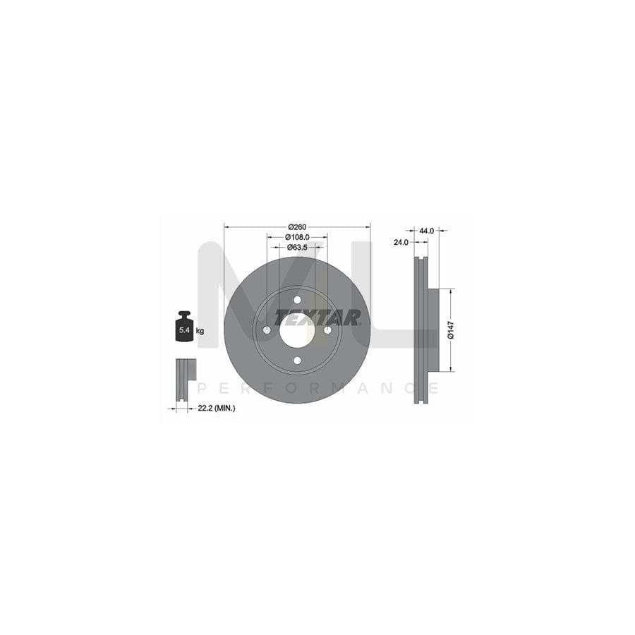 TEXTAR 92064300 Brake Disc Externally Vented, without wheel hub, without wheel studs | ML Performance Car Parts